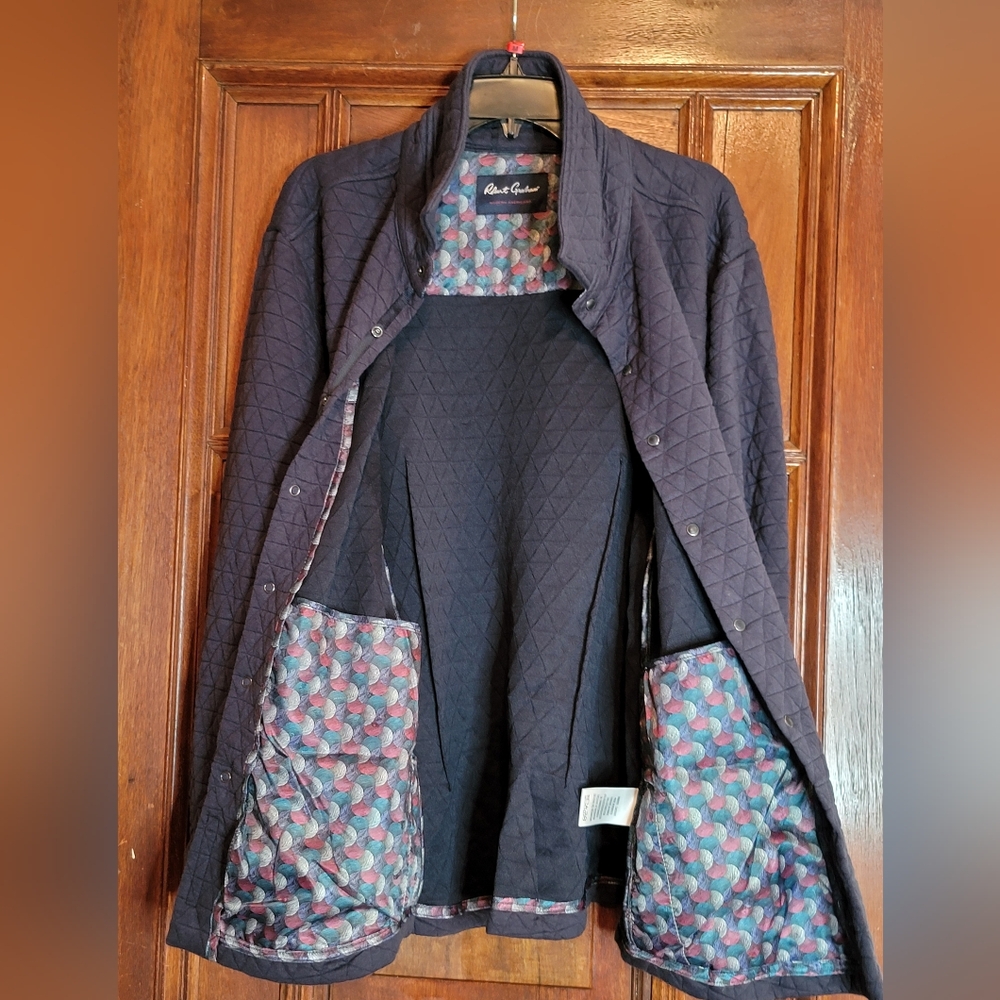 NWT-Robert Graham Tulano Quilted Shirt Jacket Navy Size 1X-Retail $355.00 - Picture 2 of 16